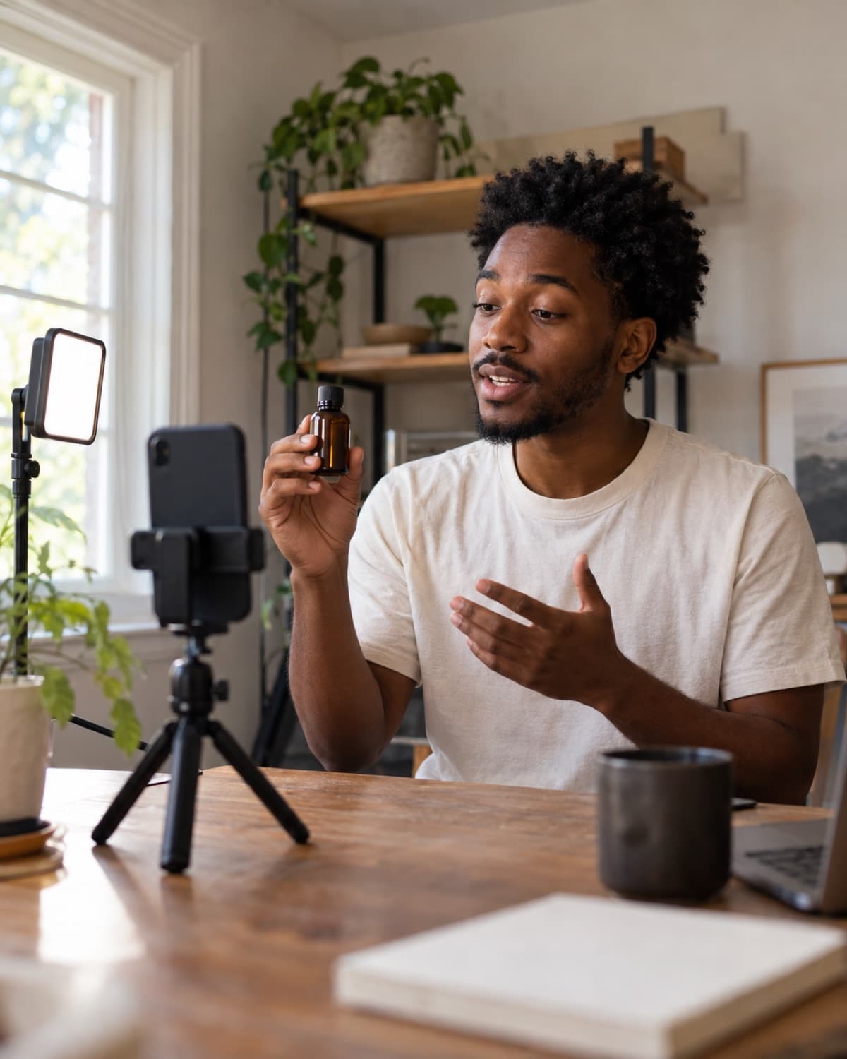 A UGC creator filming product content